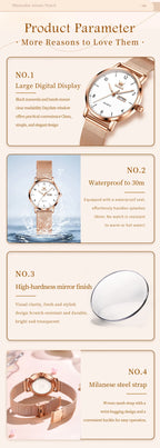 OLEVS Brand Original Fashion Slim Quartz Watch Women Elegant Watches Stainless Steel Waterproof Week Date Watches For Woman