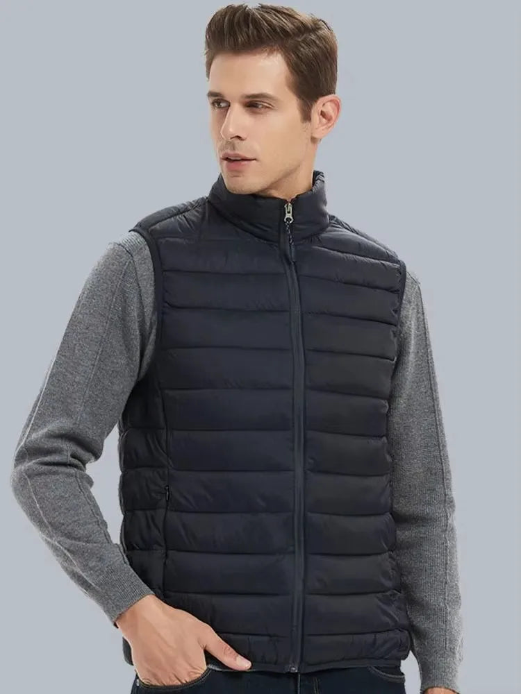 Men' Sleeveless Vest Jackets Winter Fashion Male Cotton-Padded Vest Coats Men Stand Collar Warm Waistcoats Clothing