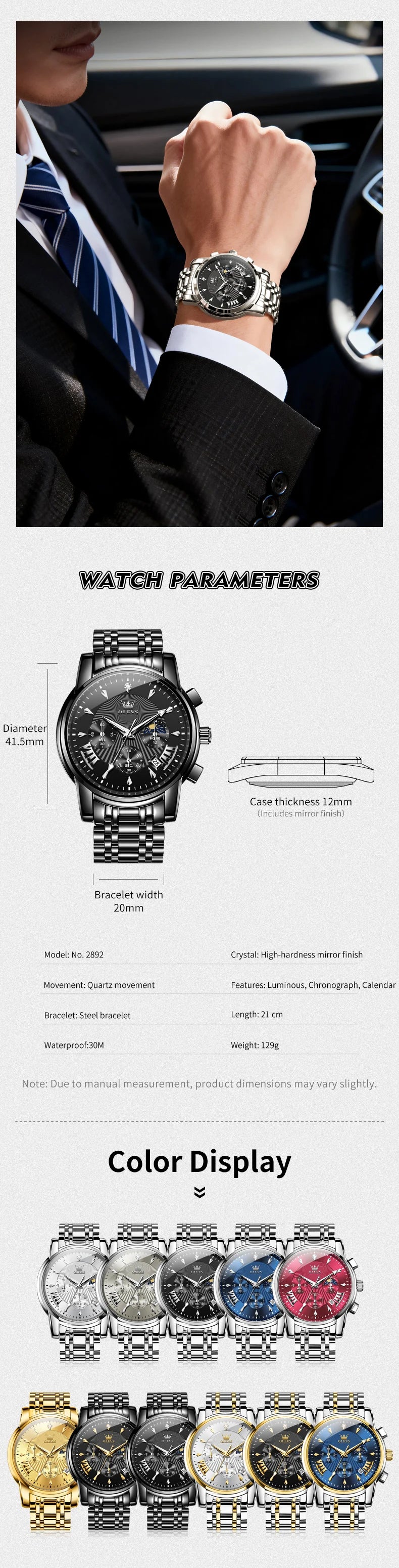 OLEVS Brand Watch Trendy Personalized Fashion Waterproof Luminous Quartz Men's Watch 2892