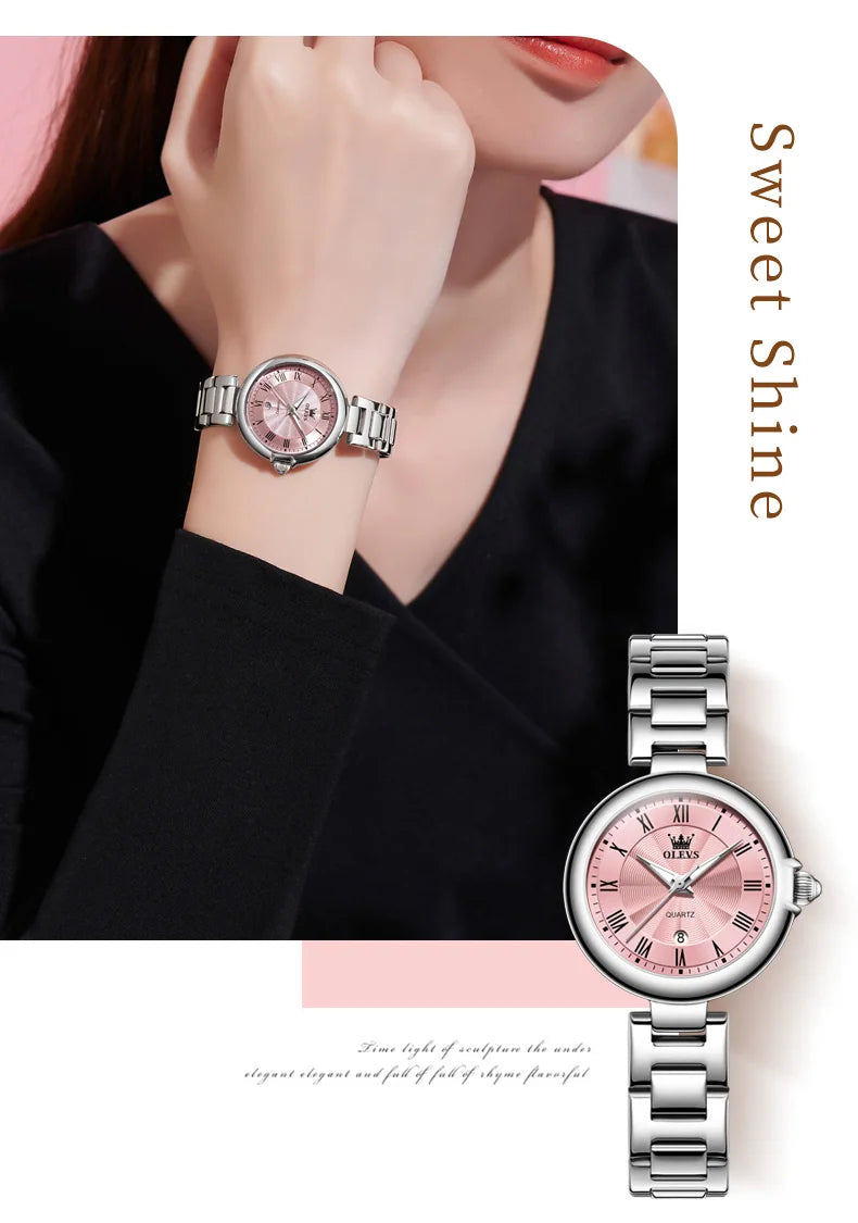 OLEVS 5608 Women Fashion Watch Stainless Steel Calendar Night Light Watch Original Brand Elegant Women Quartz Watch Reloj Mujer