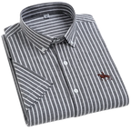 100% Cotton Oxford Shirt Men's Summer short sleeved Sleeve Embroidered Horse Casual Without Pock et Solid Shirt Plus Size S-6XL