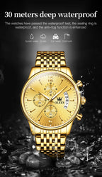 OLEVS Men Watches Top Brand Luxury Watch Waterproof Stainless Steel Men Wristwatch Luminous Quartz Watch Box Gift Set