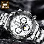 OLEVS 6654 Mens Watch Fashion Chronograph Automatic Mechanical Wristwatch Waterproof Luminous Function Top Brand Watch for Man