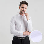 Quality 100%Cotton Men Dress Long Sleeve Shirt Solid Male Plus Size Regular Fit Business Social Office Shirt White Blue S-8XL