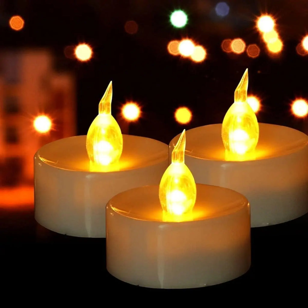 Flameless LED Electronic Candle Dropping Wax Tea Light Realistic Flames Led Lamp Christmas Halloween Wedding Home Decor