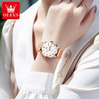 OLEVS 2920 Women's Watch Fashion Original Date Week Display Mesh Strap Roman Dial Luminous Ladies Quartz Wristwatch