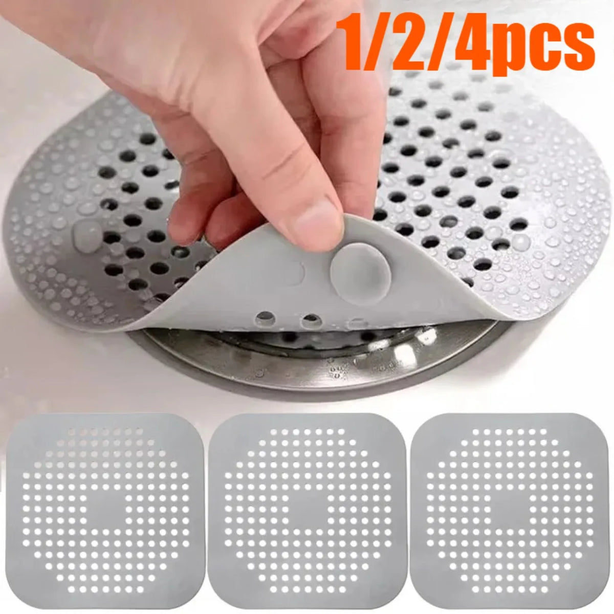 1/4pcs Shower Drain Plug Hair Catcher Stopper Kitchen Sink Strainer Sewer Silicone Bathroom Floor Bathtub Water Filter Home Tool