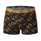 5-piece Set Of Black Gold Printed Men's Underwear Quick Drying Breathable Comfortable Elastic Casual Fashionable And Trendy