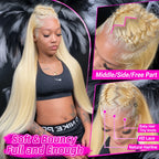 Blonde 613 Hd Lace Frontal Wig 13X6 Brazilian Straight Human Hair Wig 40 Inch Transparent Lace Frontal Wig For Women 250 Density