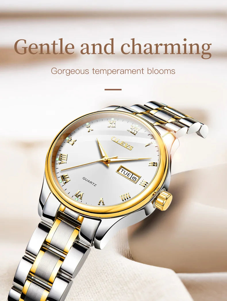 OLEVS 5568 Original Classic Man Watch Calendar Waterproof Steel Strap Luminous  Business Dress Men's Quartz Wristwatches
