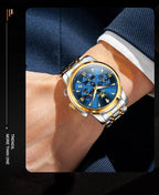 OLEVS 3639 Top Brand Original Luxury New Quartz Watch Stainless Steel Watch For Men Waterproof Luminous Moon Phase Mens Watch