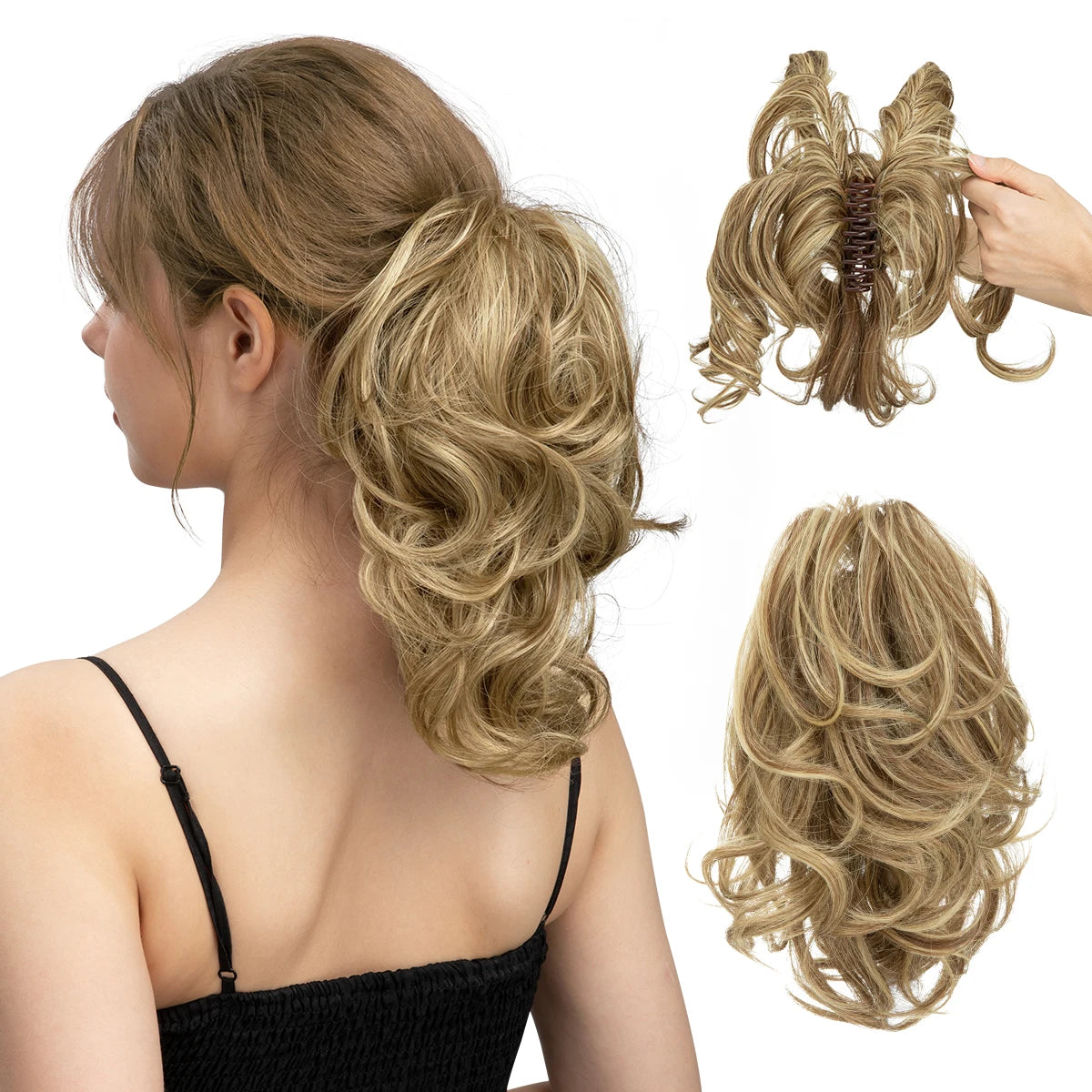 Synthetic Diy Claw Clip In Ponytail Hair Extensions Hairpiece Hair Bun Fake Black Blonde Natural Hair False Pigtail for Women