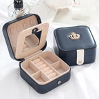 1pcs Double Layer Storage Box For Men And Women Large Capacity Leather Jewelry Box Hardware Latch Travel Portable Flip Lid Palm