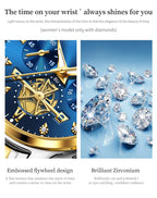 OLEVS Brand 2025 New Luxury Tourbillon Couple Quartz Watch Stainless Steel Waterproof Luminous Fashion Moon Phase Watches Lovers