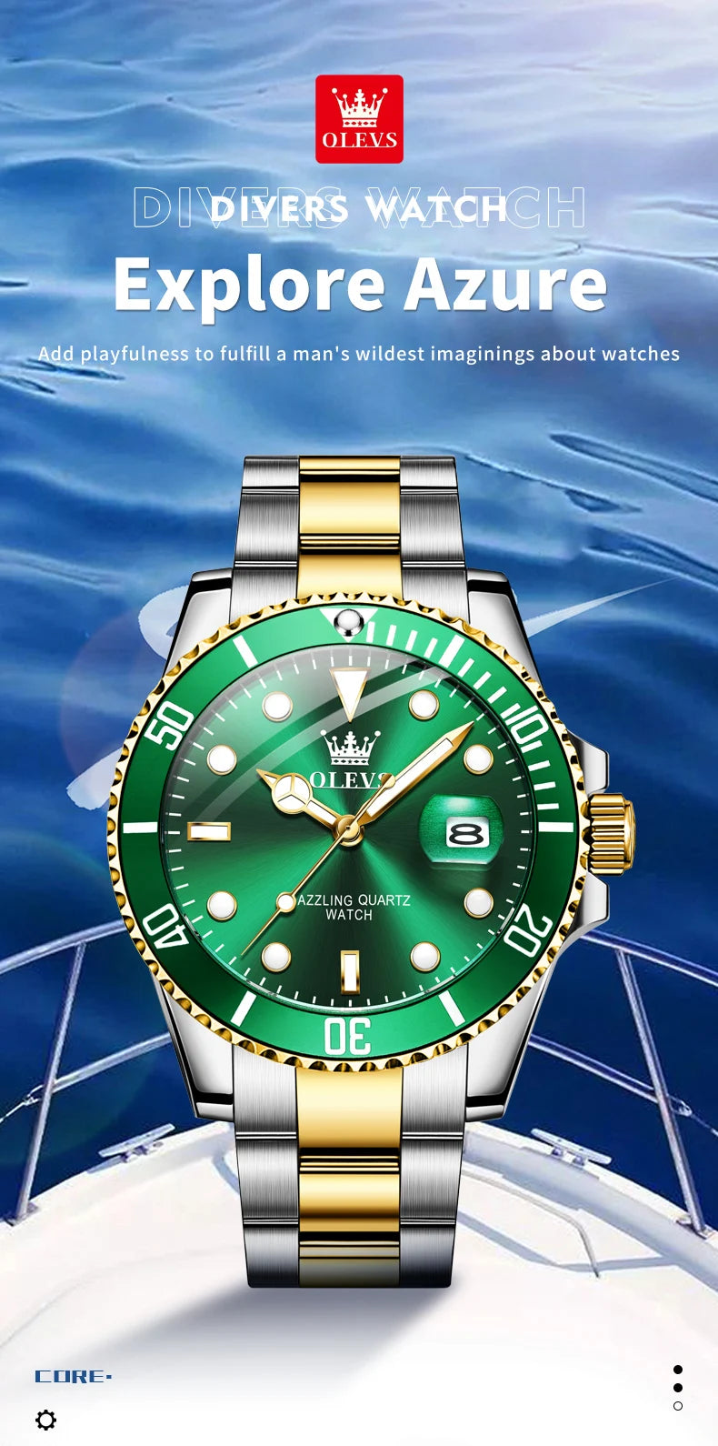 OLEVS 5885 Business Men Watch Diving Quartz Watch Luxury Stainless Steel Waterproof Luminous Automatic Date Men Original Watch