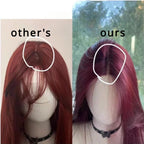 Red Wig Long Straight Lace Front Wig for Woman Nature Synthetic Lace Wigs for Cosplay Daily Use Heat Resistant Headband Wigs
