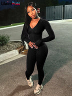 Weird Puss Sporty Casual 2 Piece Set Women Tracksuit Hooded Zip Crop Tops+Leggings Fitness Soft Stretch Streetwear Activity Suit