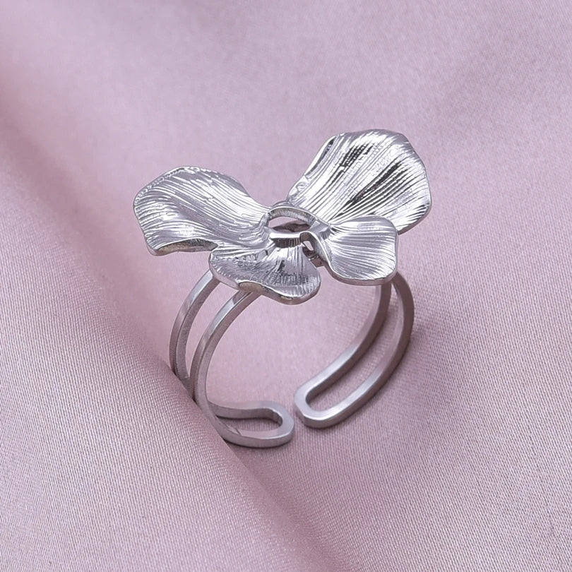 Simple Geometry Fashion Stainless Steel Open Rings For Women Men Accessories Silver Color Heart Sun Round Blank Base DIY Anillos