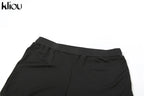 kliou Casual Women 2 Piece Set Classic Tracksuits Solid Long Sleeve Zip-up Hood Tops+Slim Elastic Pants Sporty Concise Outfits