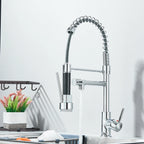 Kitchen Pull-Down Spring Faucet Single-Handle Hot and Cold Mixer Dual-Color Nozzle with 2 Water Modes 360-Degree Rotation