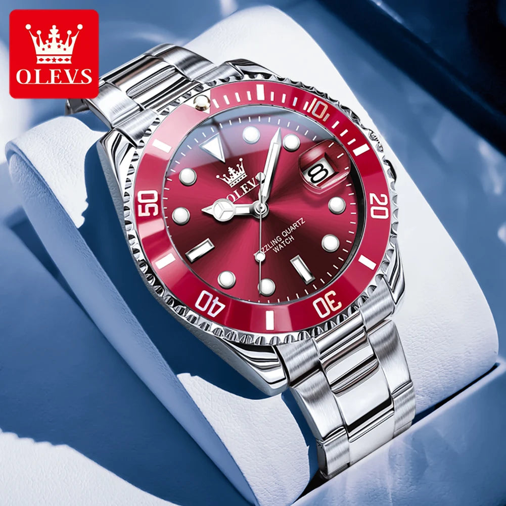 OLEVS Luxury Sport Man Watch Military Waterproof Luminous Date Week Men Watch Stainless Steel Quartz Men's Watches Male Clock