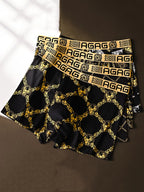 4 Pieces Fashionable Men Underwear Antibacterial Men Boxershorts Retro Print Men Underpant Soft Boys Thin Flat Corner Panties
