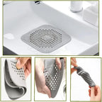 2 Pack Hair Catcher Brush+Strainer Anti-Clog Drain Stopper Shower Plug Anti-Odor Sink Parts Reusable Easy Install