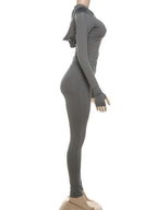 kliou Casual Women 2 Piece Set Classic Tracksuits Solid Long Sleeve Zip-up Hood Tops+Slim Elastic Pants Sporty Concise Outfits