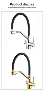 360 Rotate 3-in-1 Kitchen Sink Faucet Water Filter Tap Purification Mixer for Hot Cold and Purified Drinking Water