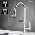 Kitchen Faucet Pull-Out Spray Head 360 Degree Rotation Hot and Cold Water Pull-Out Black and Silver Single Hole Kitchen Faucet