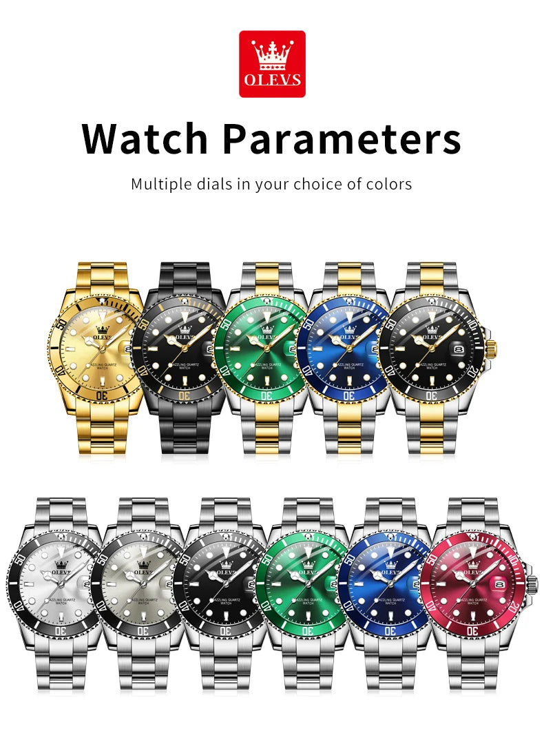 OLEVS 5885 Man Watch Luxury Top Brand One-Way Rotating Outer Ring Design Quartz Watch for Men Auto Date Waterproof Wrist Watches