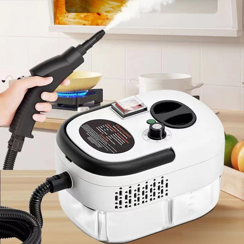 Electric Steam Cleaner 2500W High Pressure Portable Cleaning Machine with Glass Brushes, Car Seats Steam Home Use Kitchen Floors