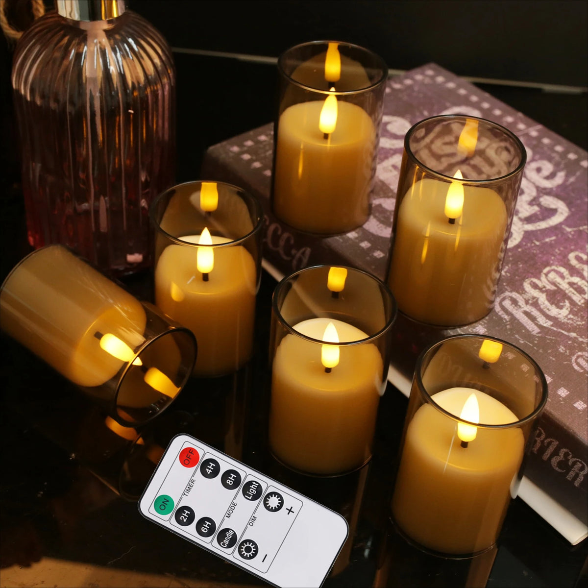 Flameless LED Electronic Candle with Remote Control LED Lighting with Flickering Flame Tea Lights Wedding Party Home Decor