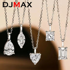 DJMAX Heart&Oval&Emerald Moissanite Necklace 925 Sterling Silver Chains Stylish and Elegant Women's Moissanite Diamond Necklace