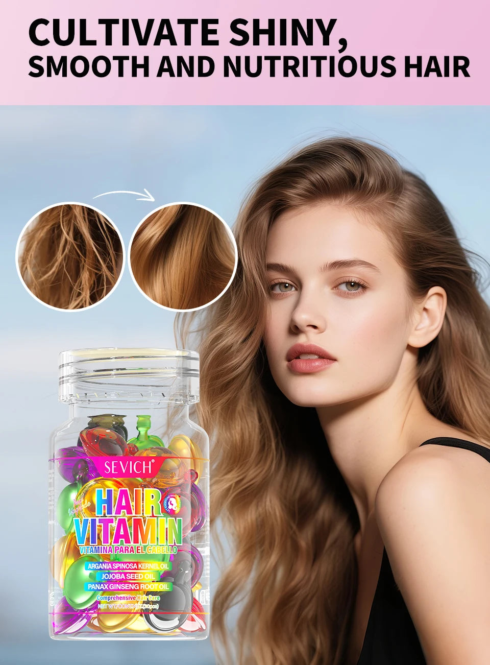 Sevich Smooth Silky Hair Vitamin Capsule Keratin Complex Oil Hair Care Repair Damaged Hair Serum Anti-Loss Moroccan Hair Oil