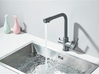 Chrome Purified Water Kitchen Faucet Pure Water Filter Deck Mounted Faucet Crane Dual Handles Hot Cold Water Mixer Taps