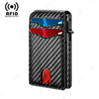 RFID Blocking Men Slim Smart Wallets Magnet Carbon Fiber Credit Card Holder with Front Pocket Minimalist Wallet Cardholder Case