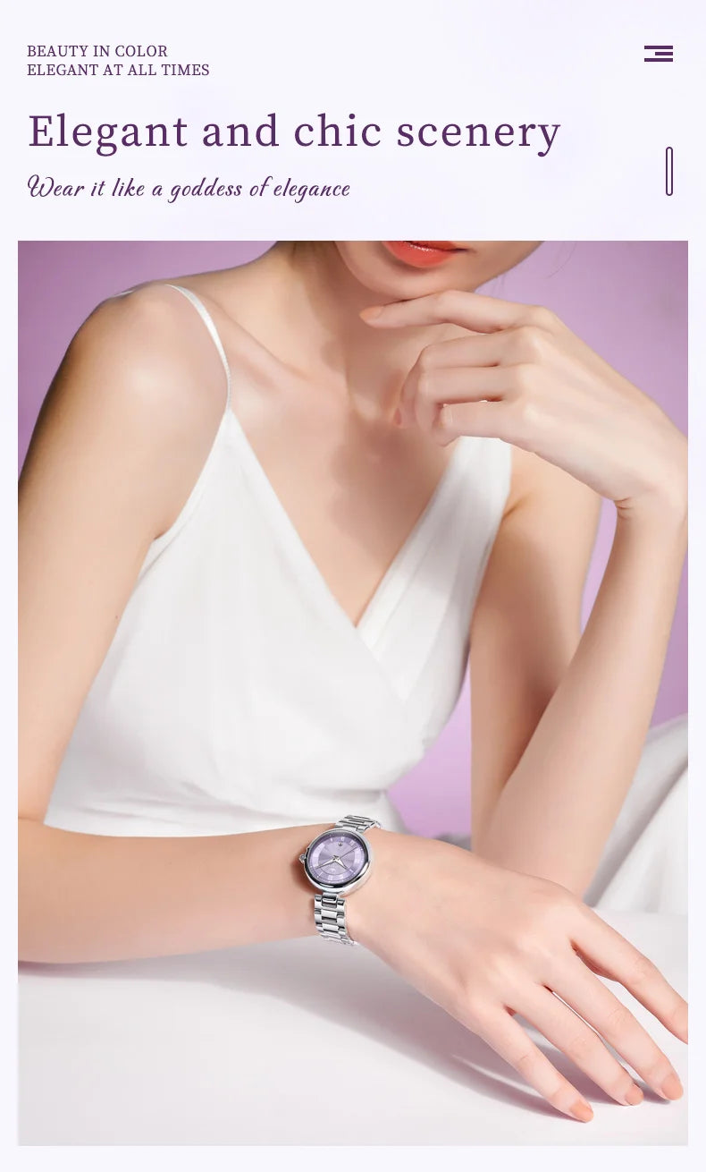 OLEVS Elegant Fashion Women's Watches Luxury Brand Quartz Watch for Ladies Waterproof Stainless Steel Luminous Date Wristwatch