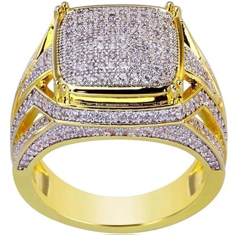 European and American Trendy Inlaid Crystal Women Men's Rings Banquet Fashion Business Ring Jewelry