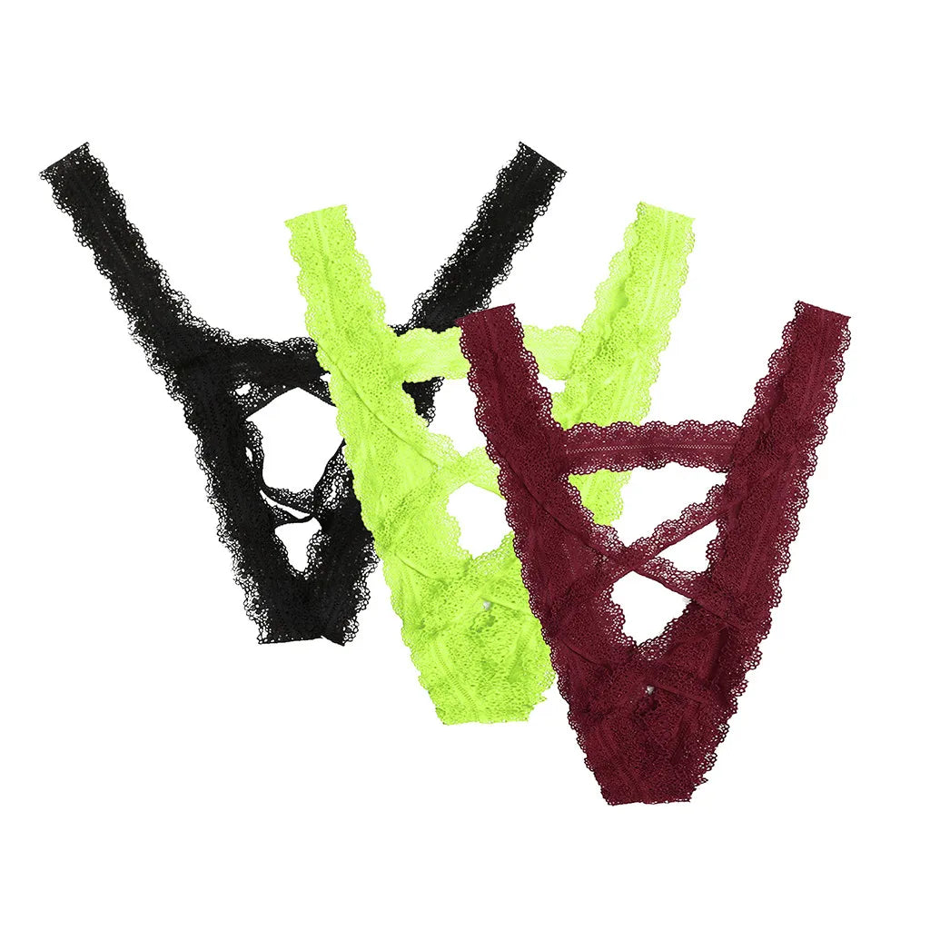 Sexy G-String Lingerie Thongs For Women Lace Flowers Hollow Out Low Waist Underwear Panties T-Back Intimates Cotton Lingerie