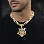 Hip Hop Big 3D Tiger Pendant Necklace Crystal Cuban Chain HipHop Iced Out Bling Necklaces Men Women Fashion Charm Jewelry