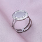 Simple Geometry Fashion Stainless Steel Open Rings For Women Men Accessories Silver Color Heart Sun Round Blank Base DIY Anillos