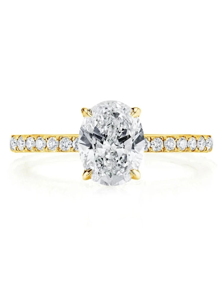 GRA 1ct Real Oval Moissanite Diamond Ring for Women 925 Sterling Silver Anniversary Party Gorgeous High Quality Fine Jewelry