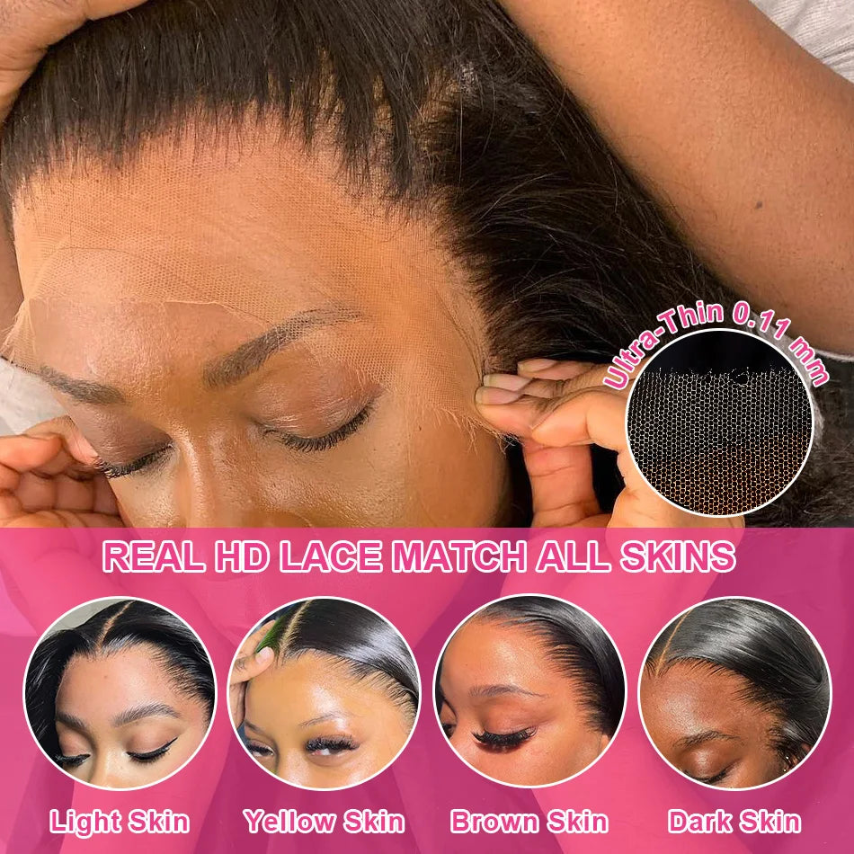 250 Density 100% Human Hair Body Wave 5x5 Glueless Lace Frontal Wigs 13x6 HD Lace Front Wig 40 Inch 13x4 Brazilian Black Clourse