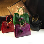 Genuine Leather Women's Handbags Crocodile Pattern Lady Flower Tassel Shoulder Messenger Bag Fashion Wedding Top Handle Bags