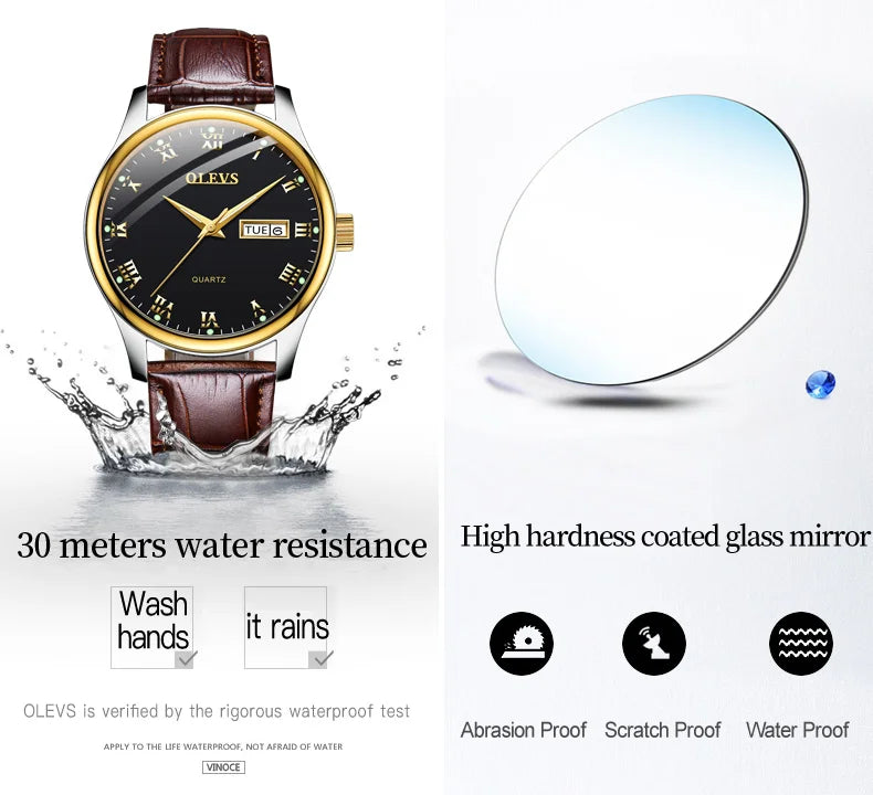 OLEVS 5568 Original Classic Man Watch Calendar Waterproof Steel Strap Luminous  Business Dress Men's Quartz Wristwatches