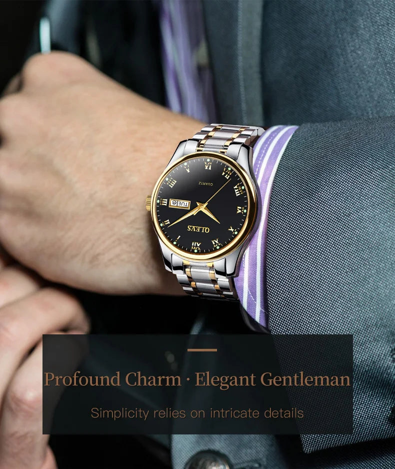 OLEVS 5568 Original Classic Man Watch Calendar Waterproof Steel Strap Luminous  Business Dress Men's Quartz Wristwatches