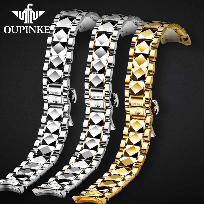 OUPINKE Original Stainless Steel Watchband for Men Watch Universal Watch Strap