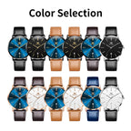 OLEVS 5869 Men's Watches Leather Strap Waterproof Auto Date Man Watch Fashion Simplicity Ultra Thin Quartz Wrist Watch for Men
