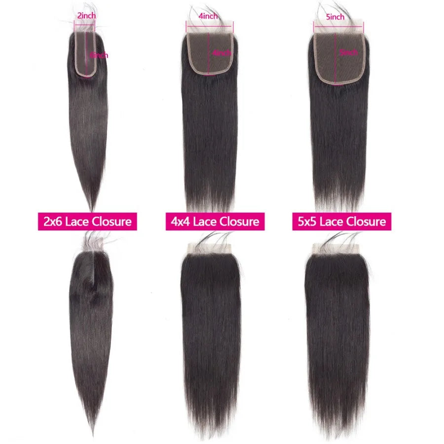 Straight Bundles With 4x4 Closure Brazilian Bundles With Closure Human Hair 5x5 2x6 HD Lace Closure Raw Human Hair Bundles Soft